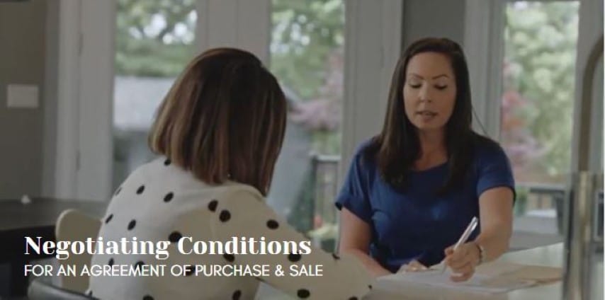 negotiating conditions for an agreement of purchase and sale